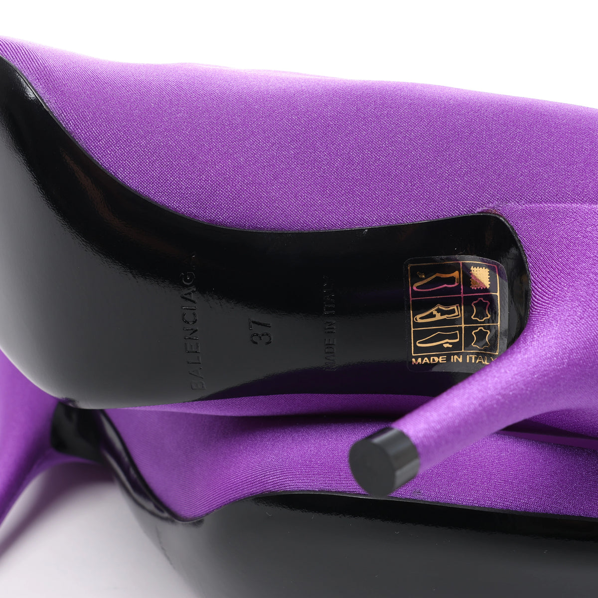 Balenciaga Knife Spandex Pointed Toe Thigh High Boots in Purple, Size EU 37