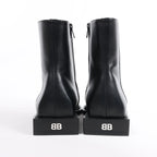 Balenciaga BB Logo Leather Ankle Boots in Black 616349, Size 37 EU