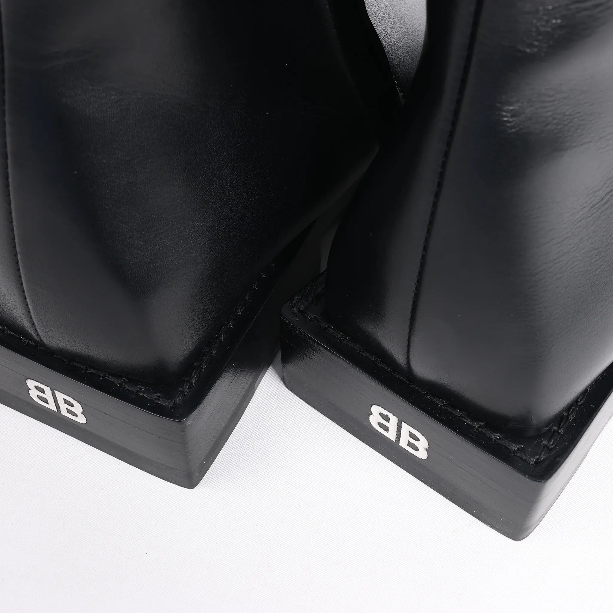 Balenciaga BB Logo Leather Ankle Boots in Black 616349, Size 37 EU