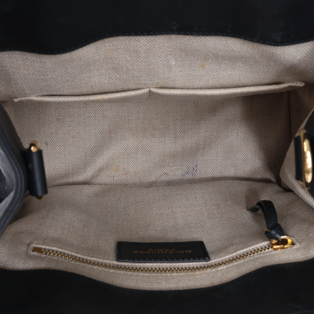 Balenciaga Padlock All Afternoon Leather Handbag in Black 305593