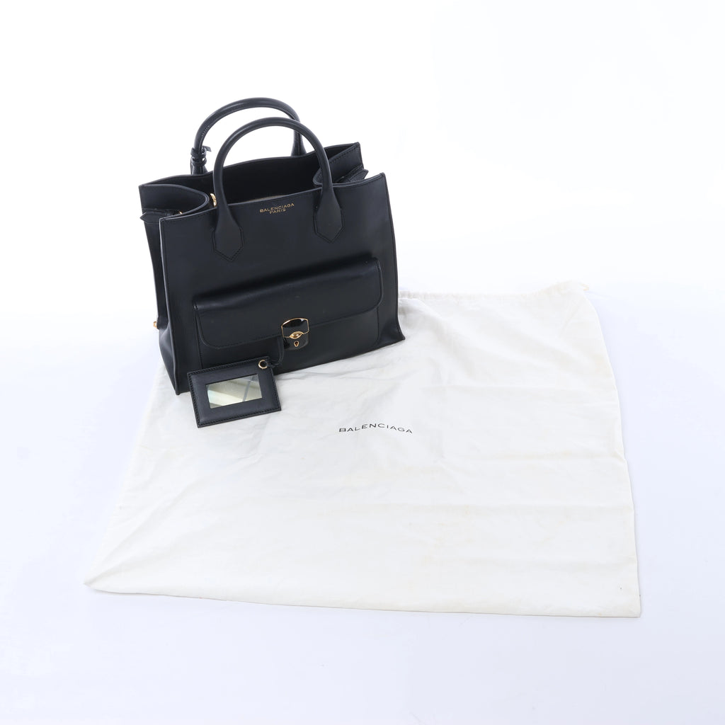 Balenciaga Padlock All Afternoon Leather Handbag in Black 305593