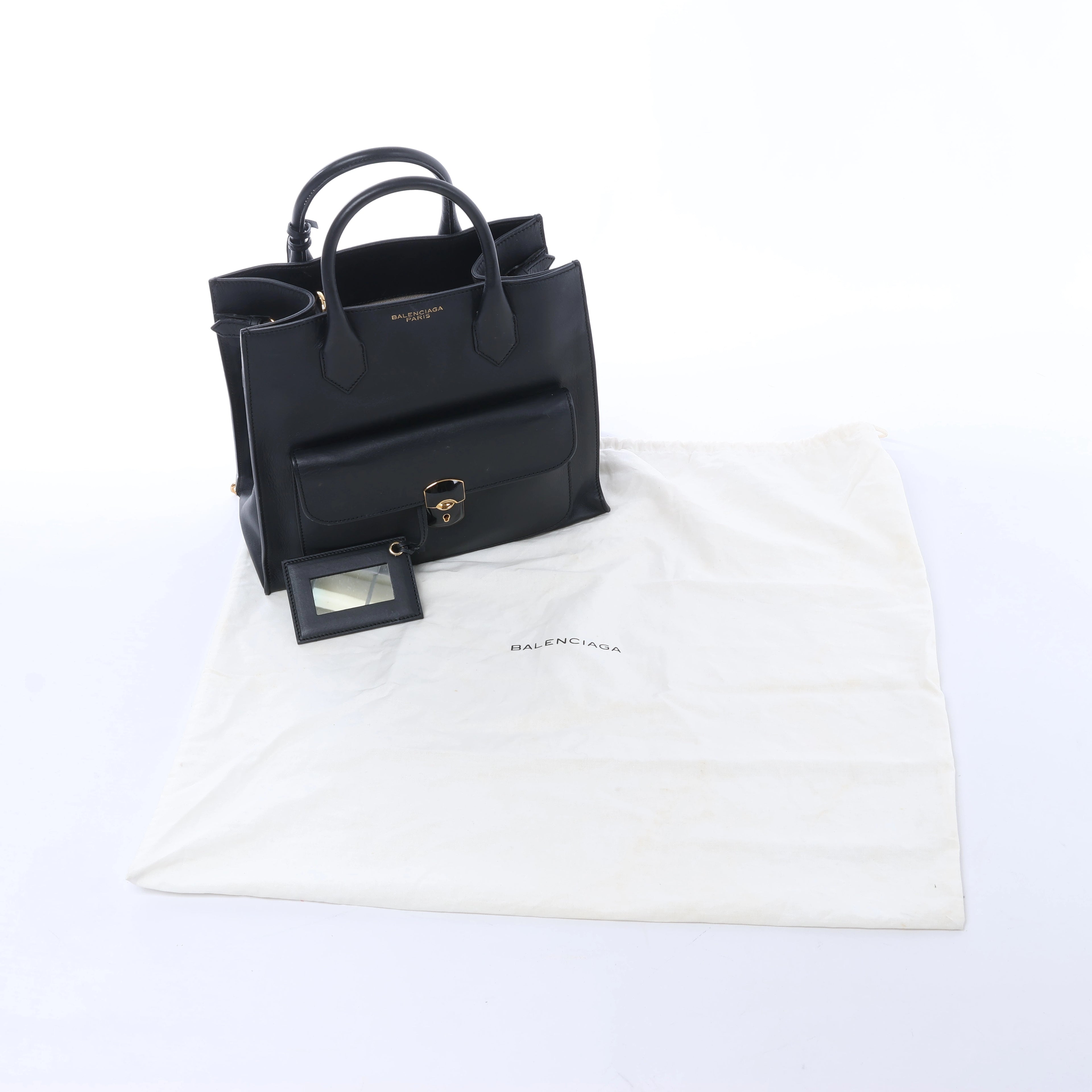Balenciaga Padlock All Afternoon Leather Handbag in Black 305593