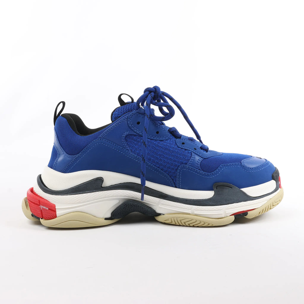 Balenciaga Triple S Leather Sneakers in Blue 536737, Size 44 EU