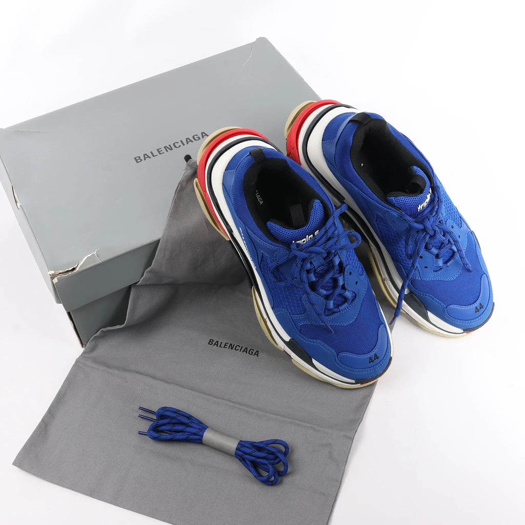 Balenciaga Triple S Leather Sneakers in Blue 536737, Size 44 EU