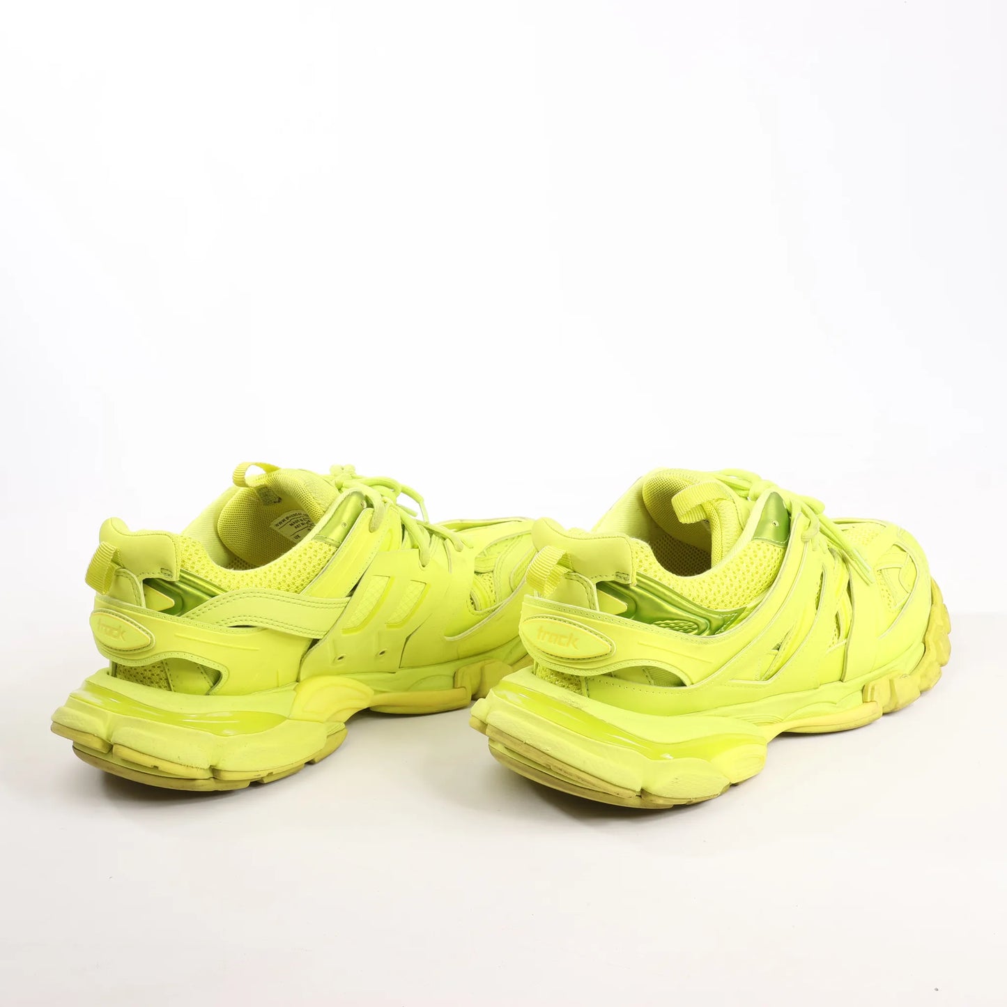 Balenciaga Track Cloth x Leather Sneakers in Neon Yellow 542023, Size 43 EU