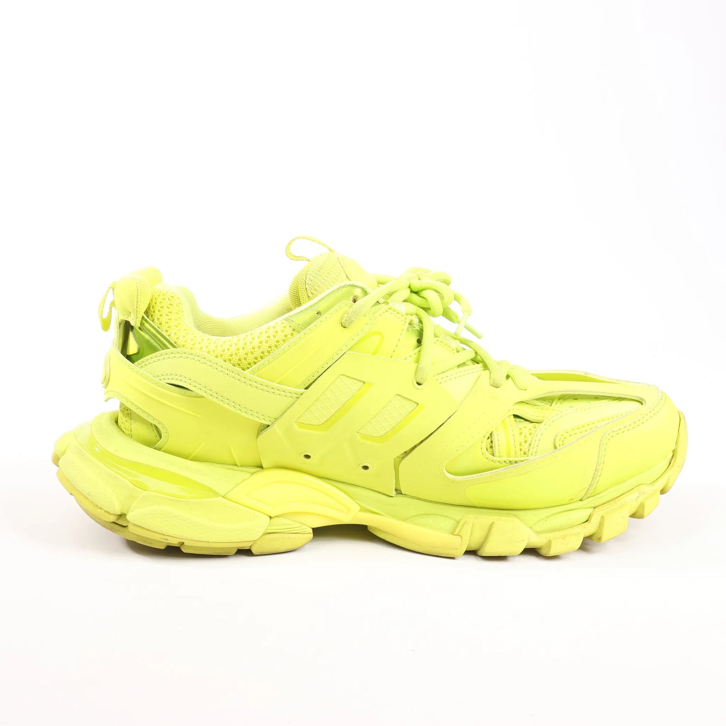 Balenciaga Track Cloth x Leather Sneakers in Neon Yellow 542023, Size 43 EU