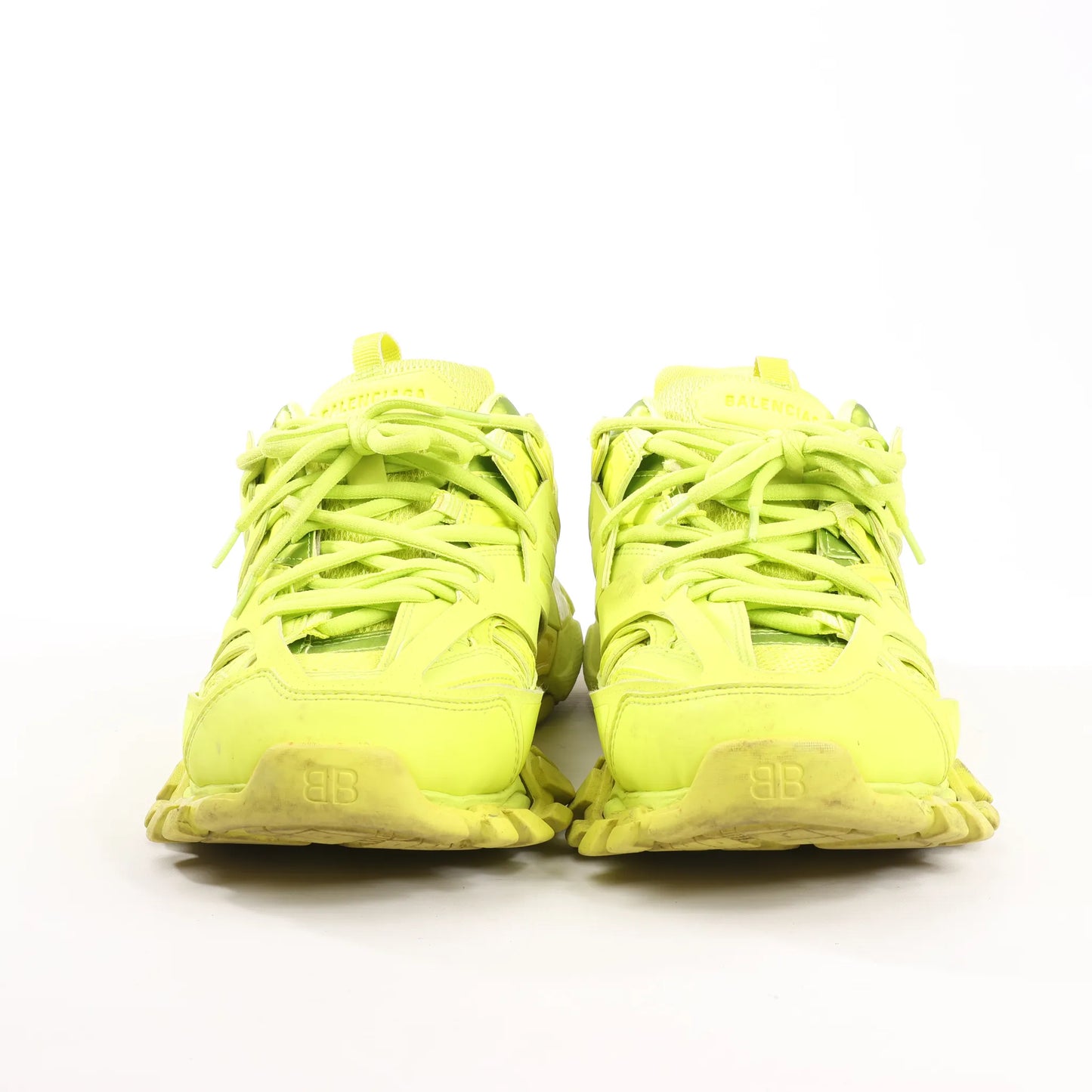Balenciaga Track Cloth x Leather Sneakers in Neon Yellow 542023, Size 43 EU