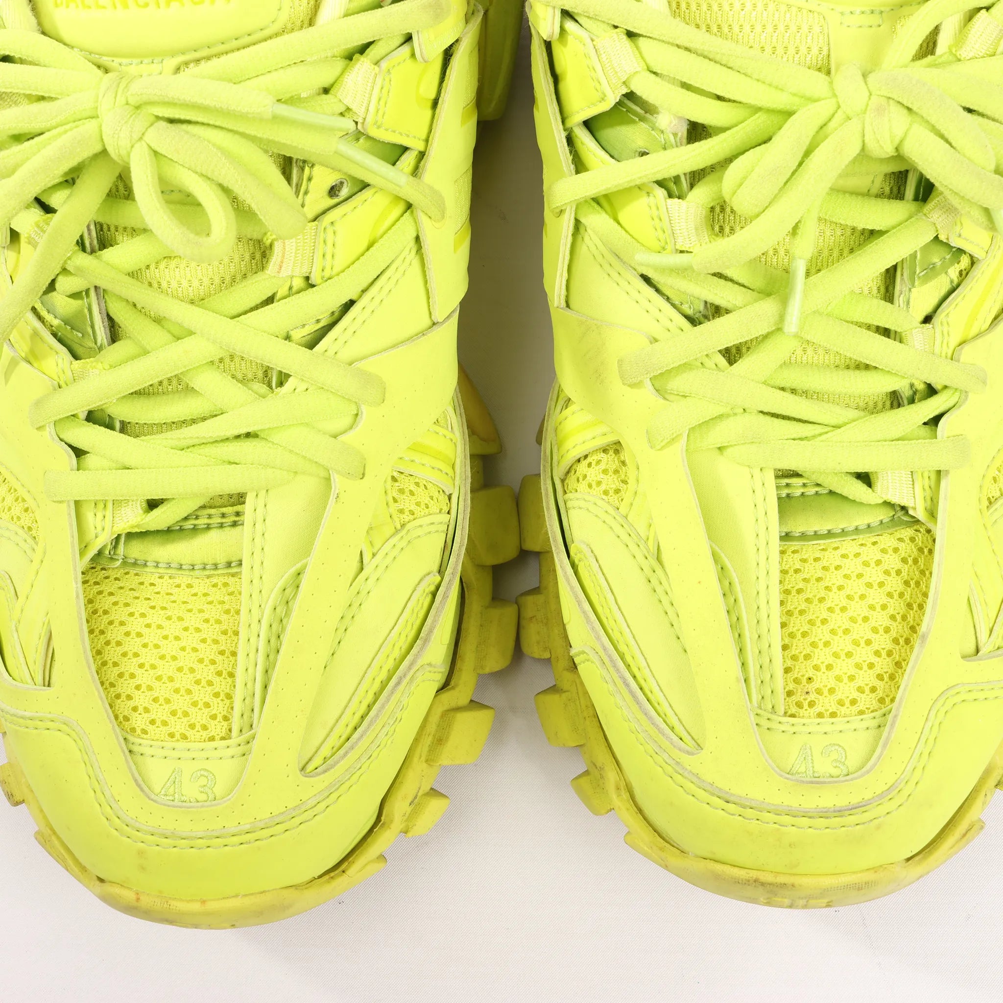 Balenciaga Track Cloth x Leather Sneakers in Neon Yellow 542023, Size 43 EU
