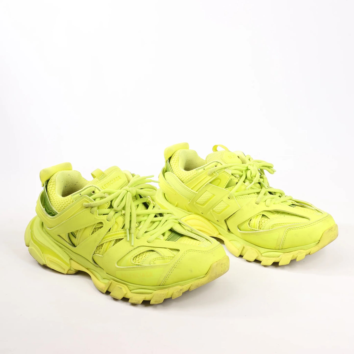 Balenciaga Track Cloth x Leather Sneakers in Neon Yellow 542023, Size 43 EU