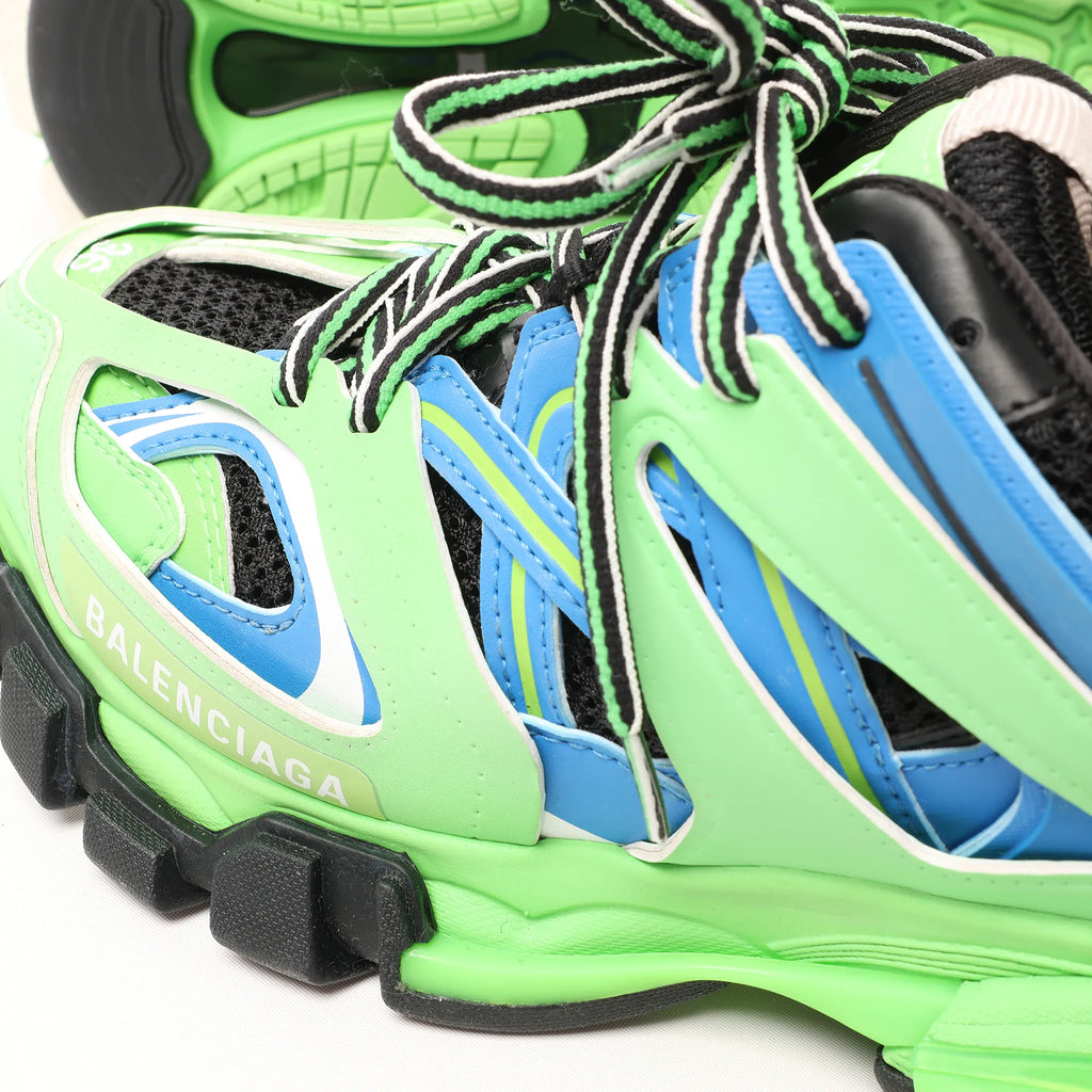 Balenciaga Track Panel Style Mesh and Nylon Sneakers in Green x Black, Size 36 EU
