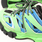 Balenciaga Track Panel Style Mesh and Nylon Sneakers in Green x Black, Size 36 EU