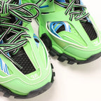 Balenciaga Track Panel Style Mesh and Nylon Sneakers in Green x Black, Size 36 EU