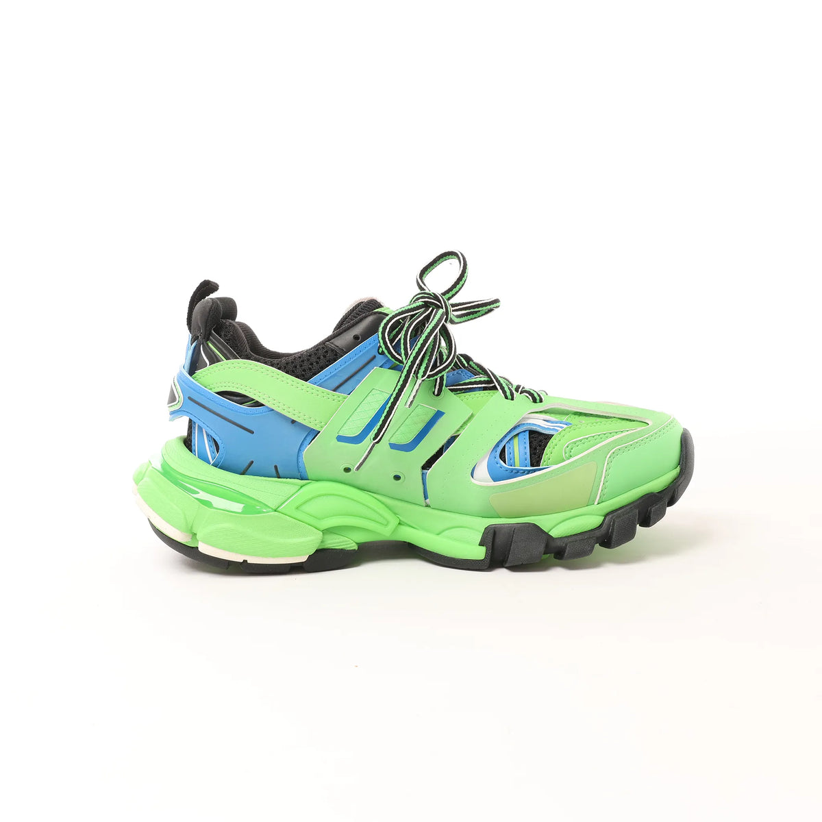 Balenciaga Track Panel Style Mesh and Nylon Sneakers in Green x Black, Size 36 EU