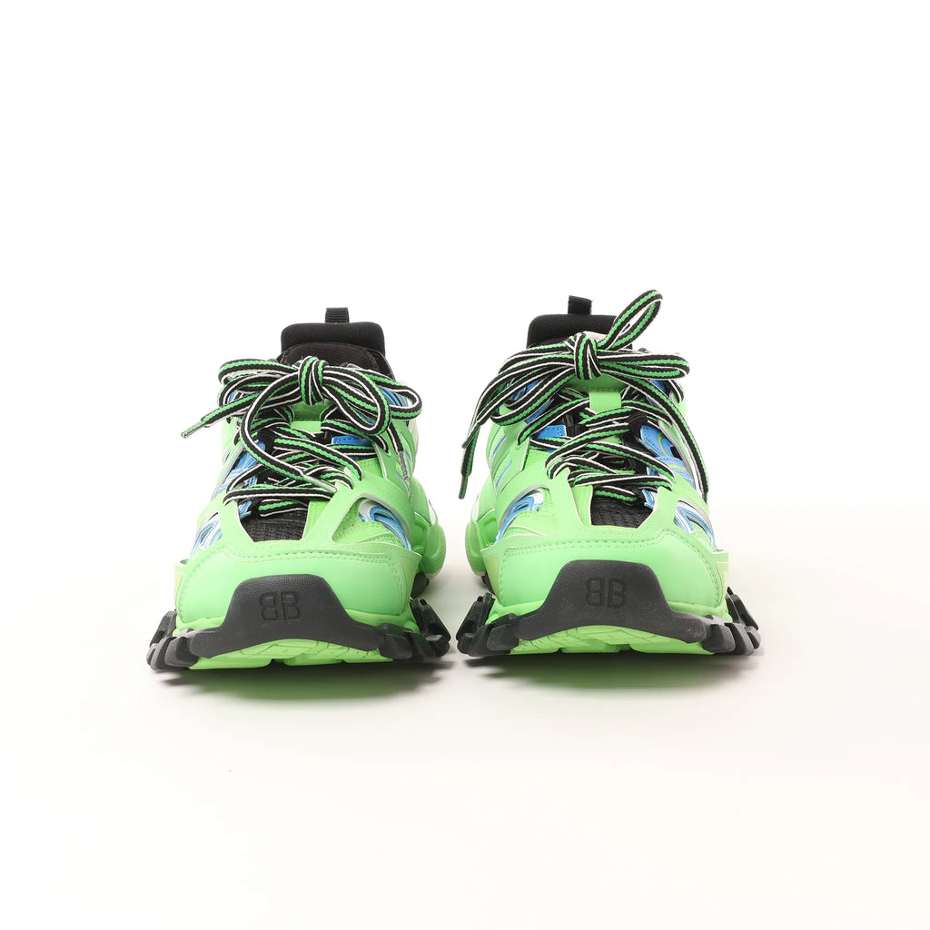 Balenciaga Track Panel Style Mesh and Nylon Sneakers in Green x Black, Size 36 EU