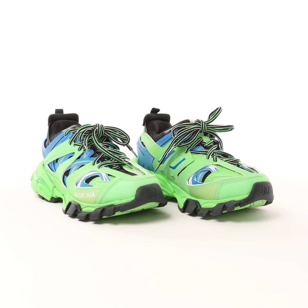 Balenciaga Track Panel Style Mesh and Nylon Sneakers in Green x Black, Size 36 EU