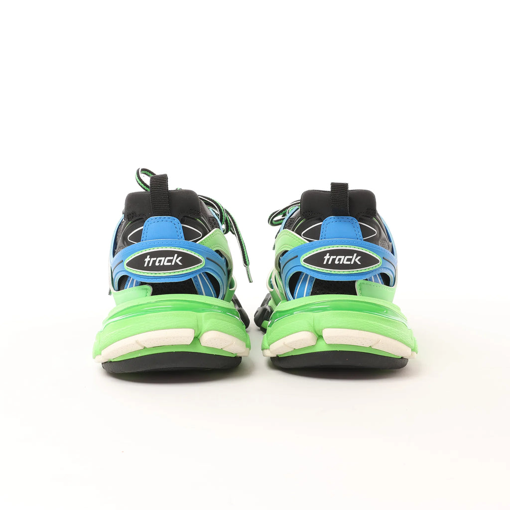 Balenciaga Track Panel Style Mesh and Nylon Sneakers in Green x Black, Size 36 EU