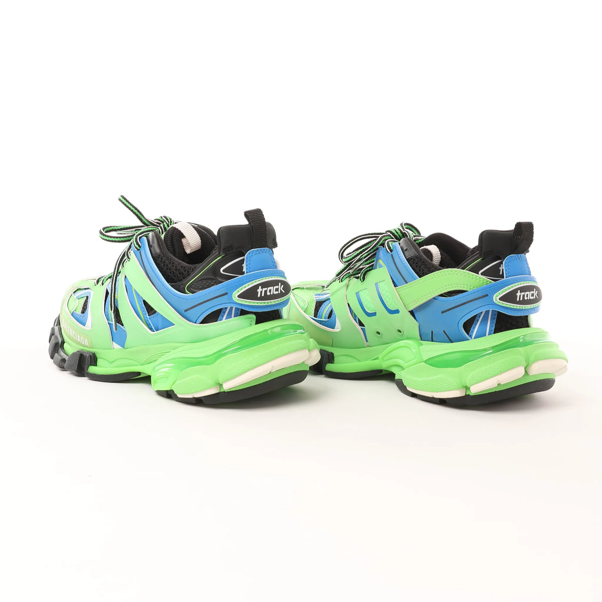 Balenciaga Track Panel Style Mesh and Nylon Sneakers in Green x Black, Size 36 EU