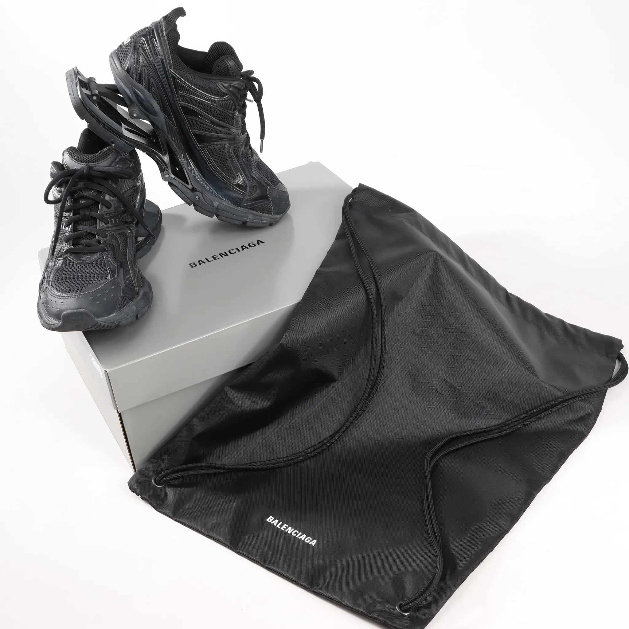 Balenciaga  X-Pander Faux x Leather Sneakers in Black 653871, Size 40 EU