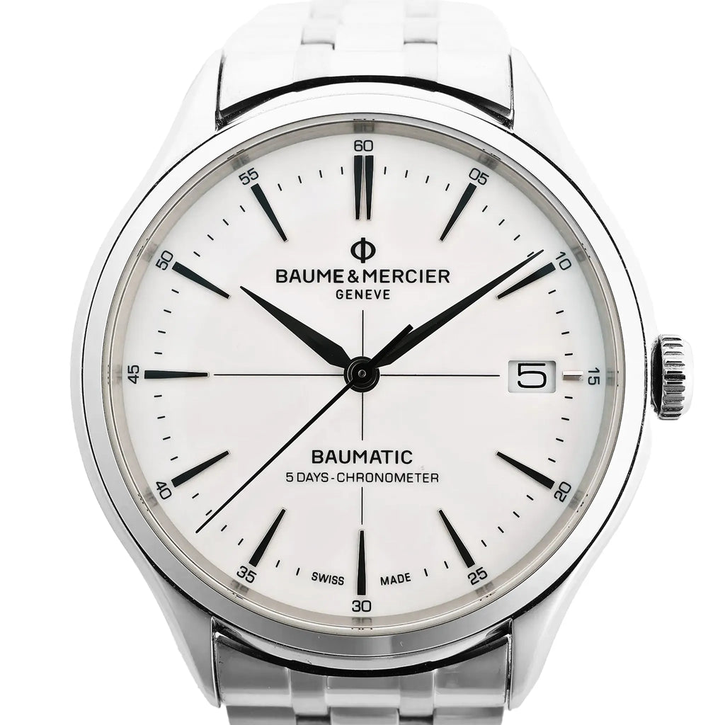 Baume & Mercier Clifton Vomatic M0A10505 6197815 SS AT Watch with White Dial