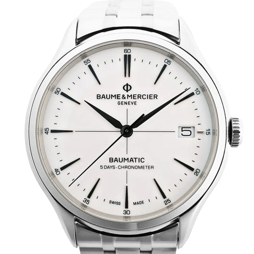 Reloj Baume & Mercier Clifton Vomatic M0A10505 6197815 SS AT con esfera blanca