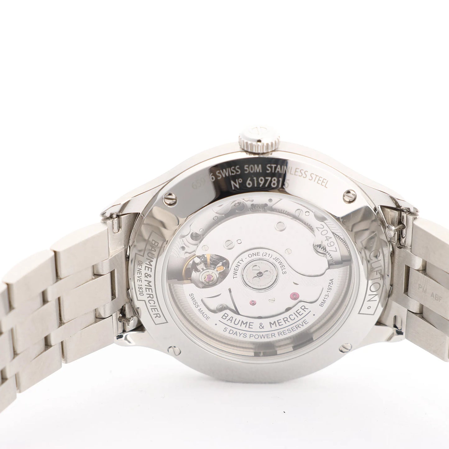 Baume & Mercier Clifton Vomatic M0A10505 6197815 SS AT Watch with White Dial