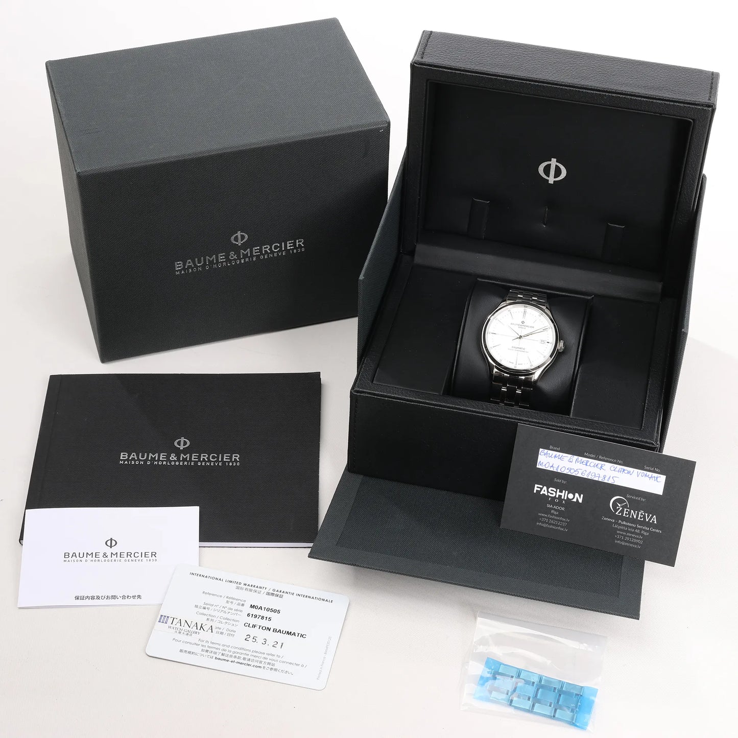 Baume & Mercier Clifton Vomatic M0A10505 6197815 SS AT Watch with White Dial