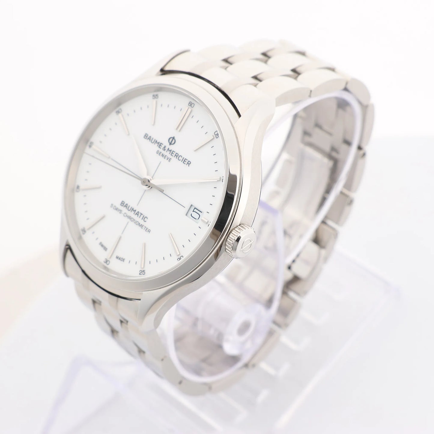 Baume & Mercier Clifton Vomatic M0A10505 6197815 SS AT Watch with White Dial