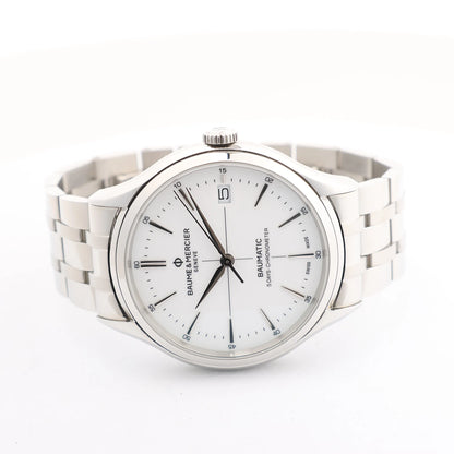 Baume & Mercier Clifton Vomatic M0A10505 6197815 SS AT Watch with White Dial