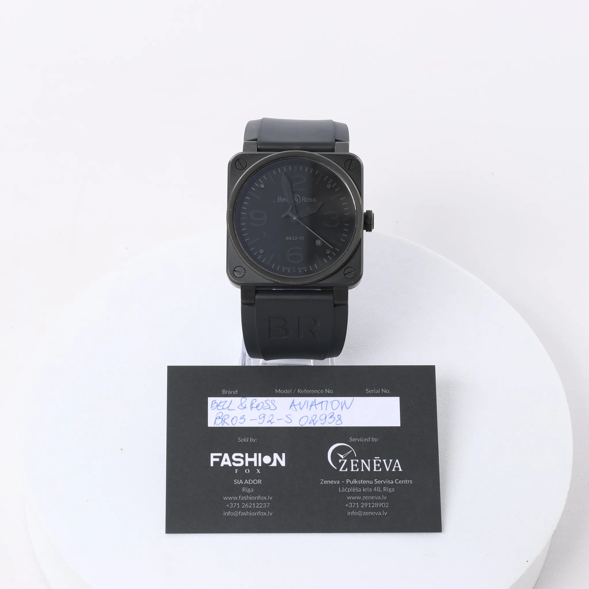 Bell & Ross Phantom BR03-92-S 02938 SS & Rubber AT Watch with Black Dial