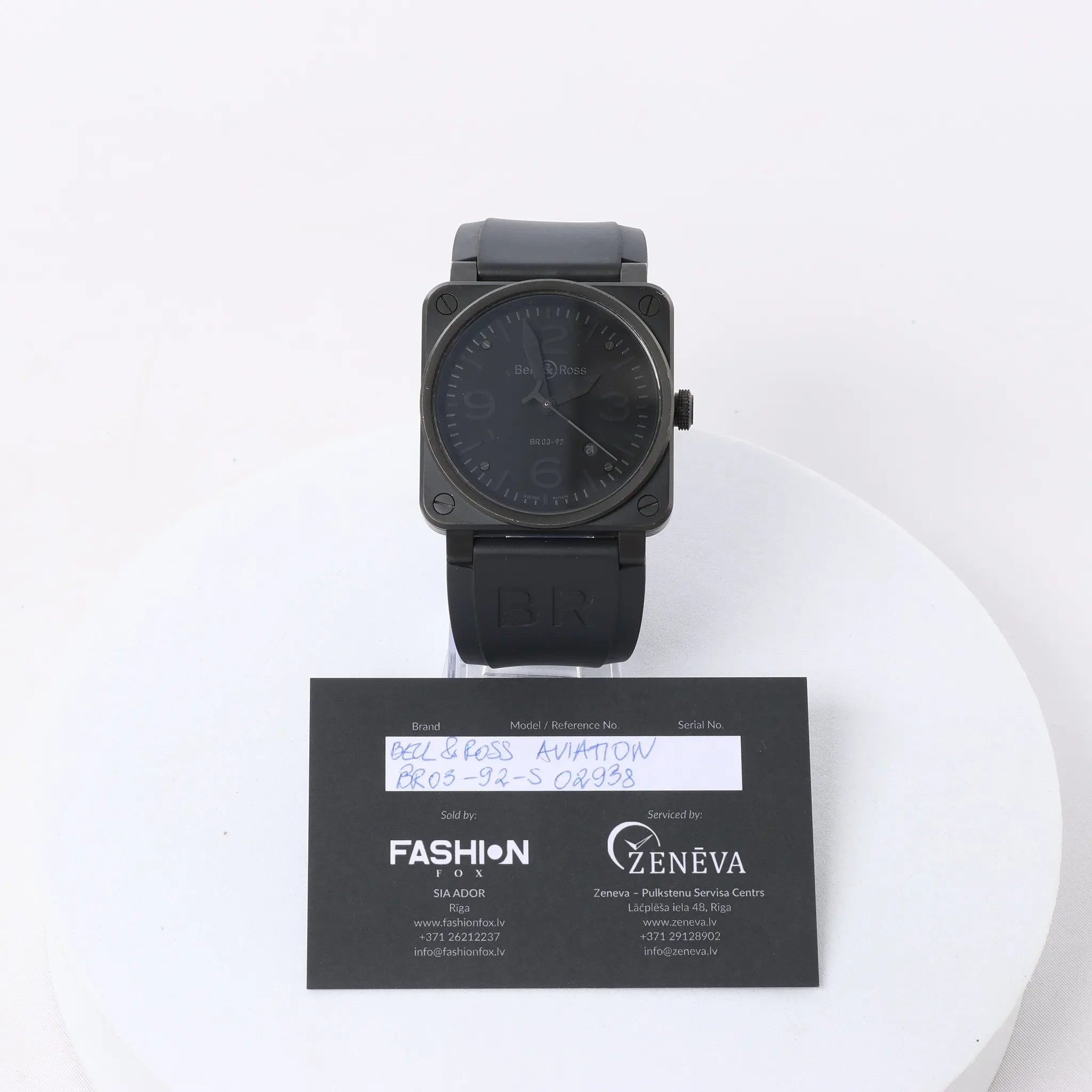 Bell & Ross Phantom BR03-92-S 02938 SS & Rubber AT Watch with Black Dial