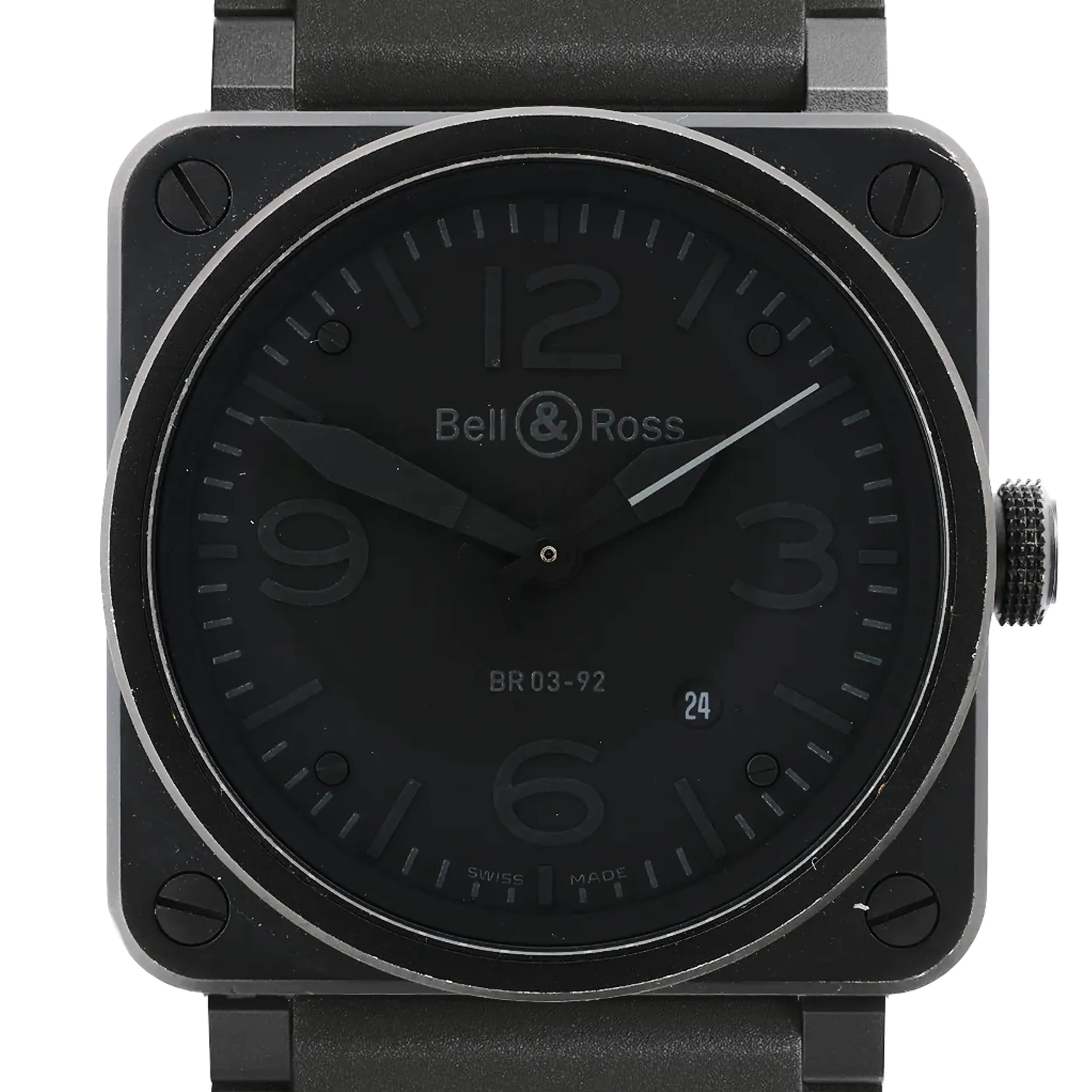 Bell & Ross Phantom BR03-92-S 02938 SS & Rubber AT Watch with Black Dial