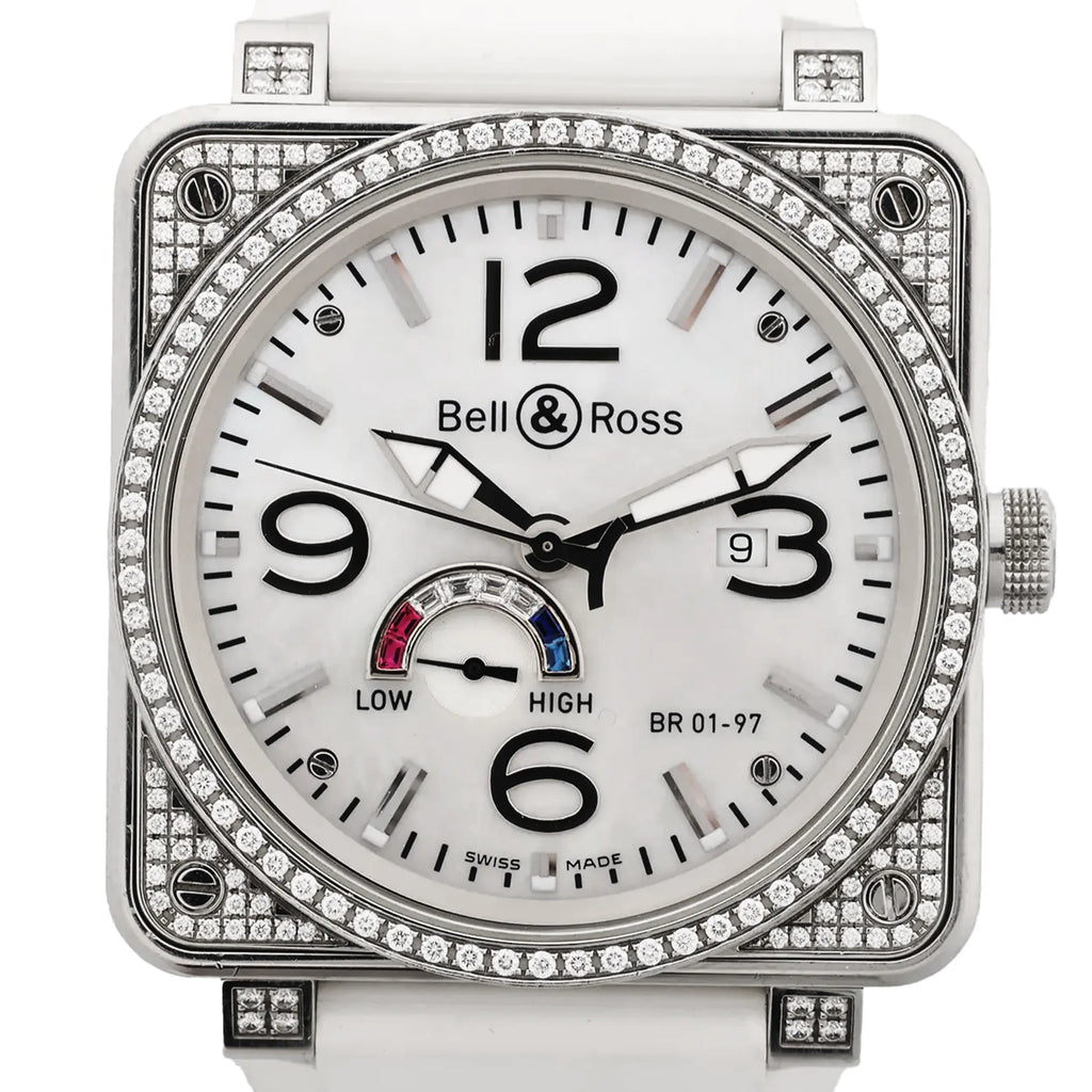 Bell & Ross BR01-97SD 018 SS & Rubber AT Watch with White Shell Dial