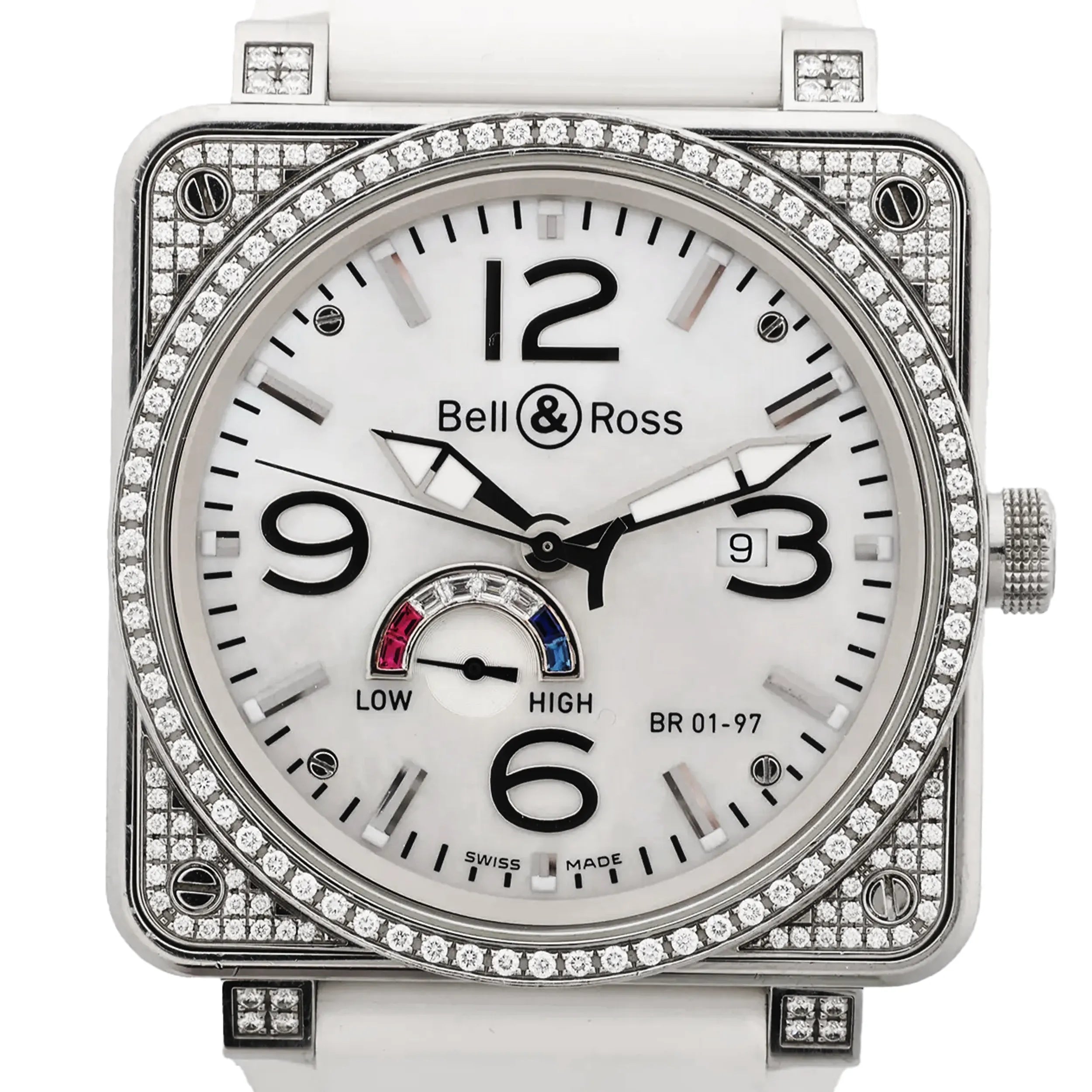 Bell & Ross BR01-97SD 018 SS & Rubber AT Watch with White Shell Dial