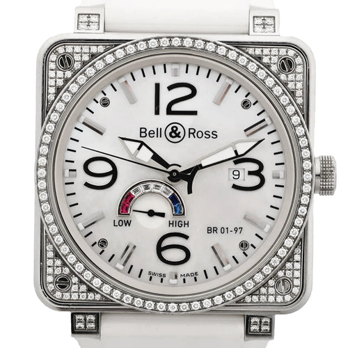 Bell & Ross BR01-97SD 018 SS & Rubber AT Watch with White Shell Dial