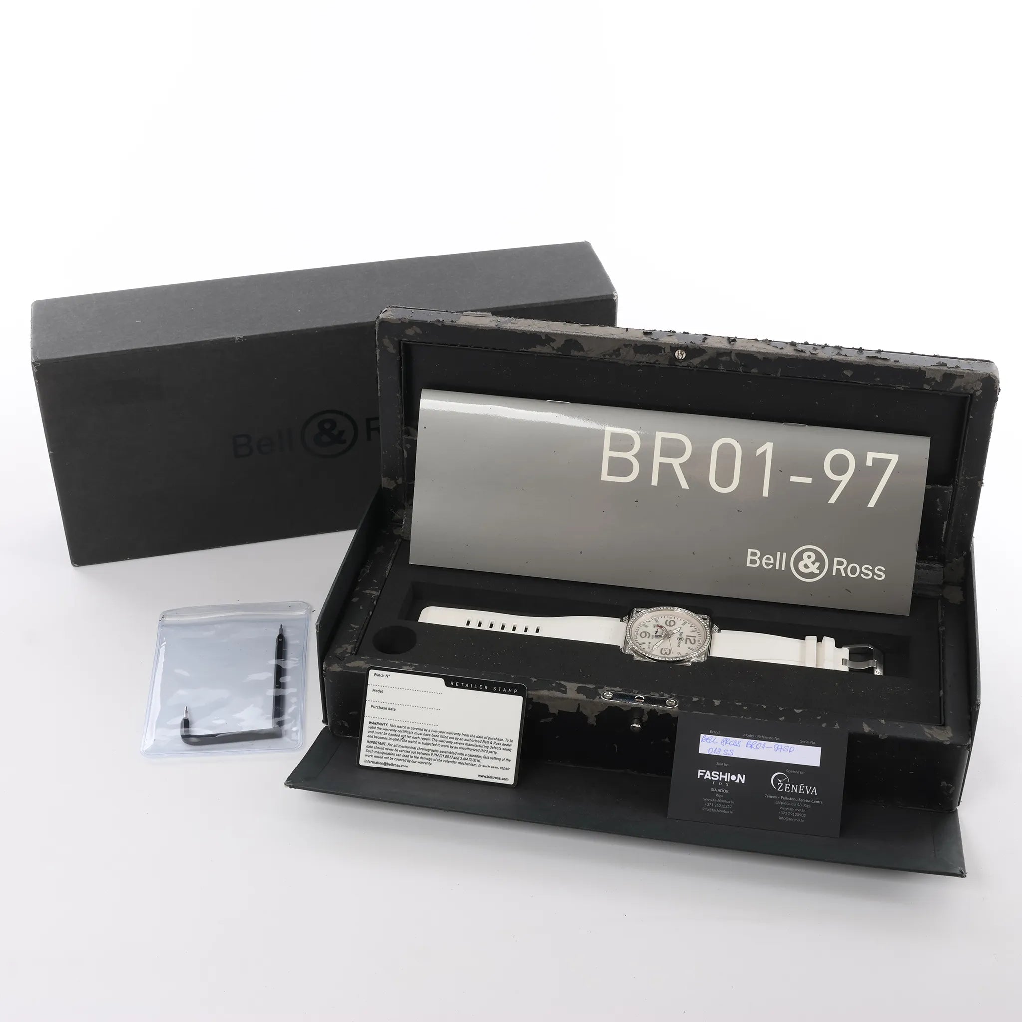 Bell & Ross BR01-97SD 018 SS & Rubber AT Watch with White Shell Dial