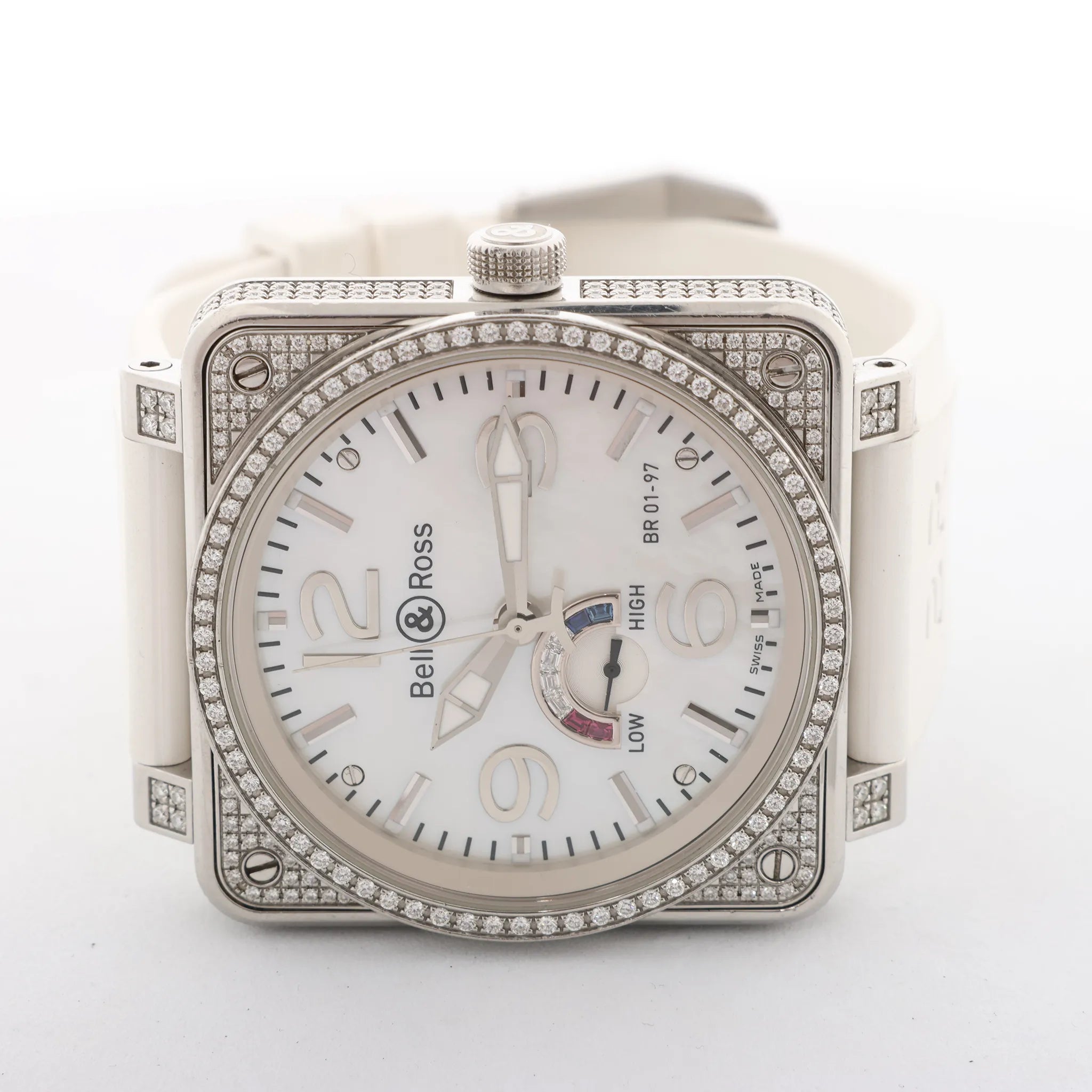 Bell & Ross BR01-97SD 018 SS & Rubber AT Watch with White Shell Dial