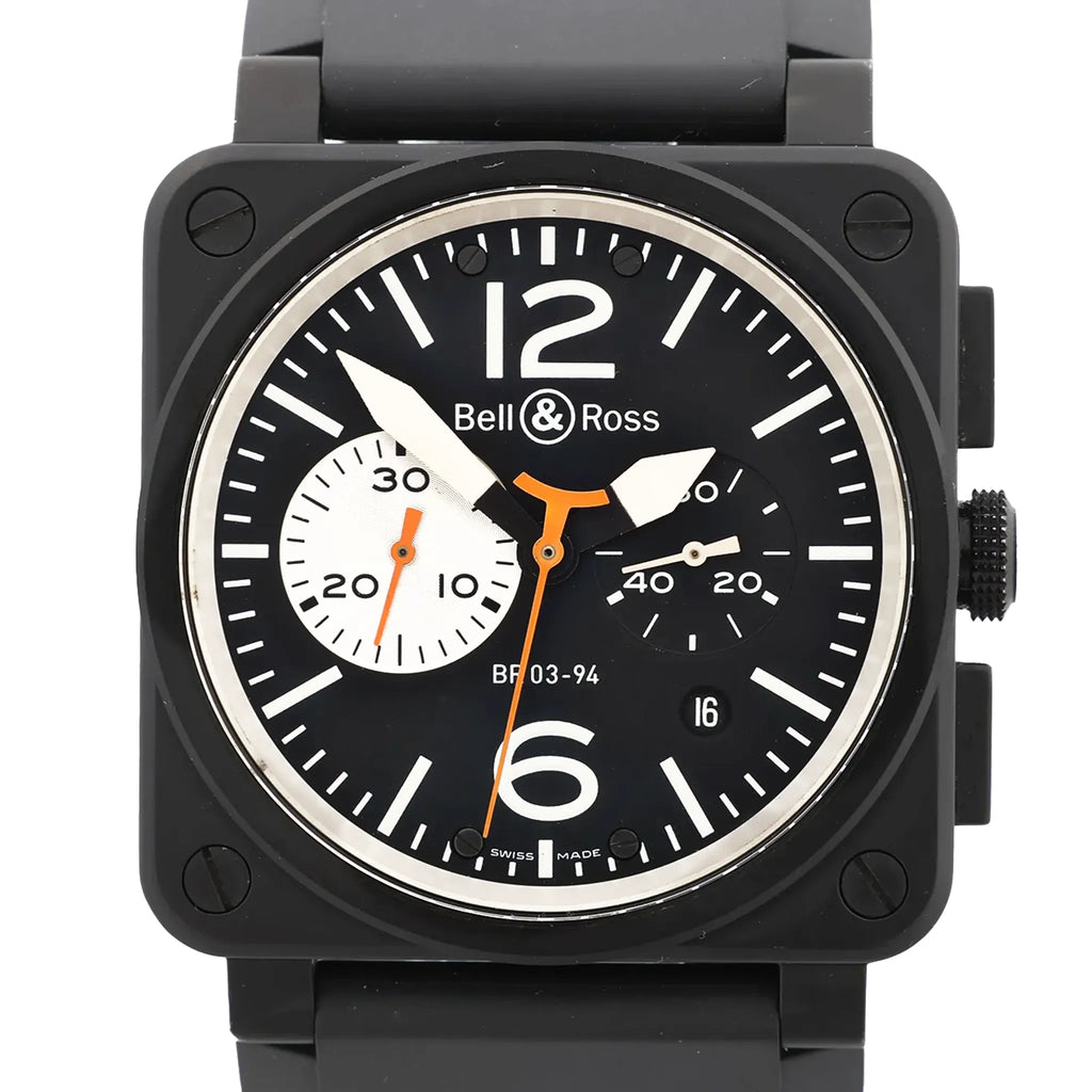 Bell & Ross BR03-94-S 05034 SS & Rubber AT Watch with Black Dial