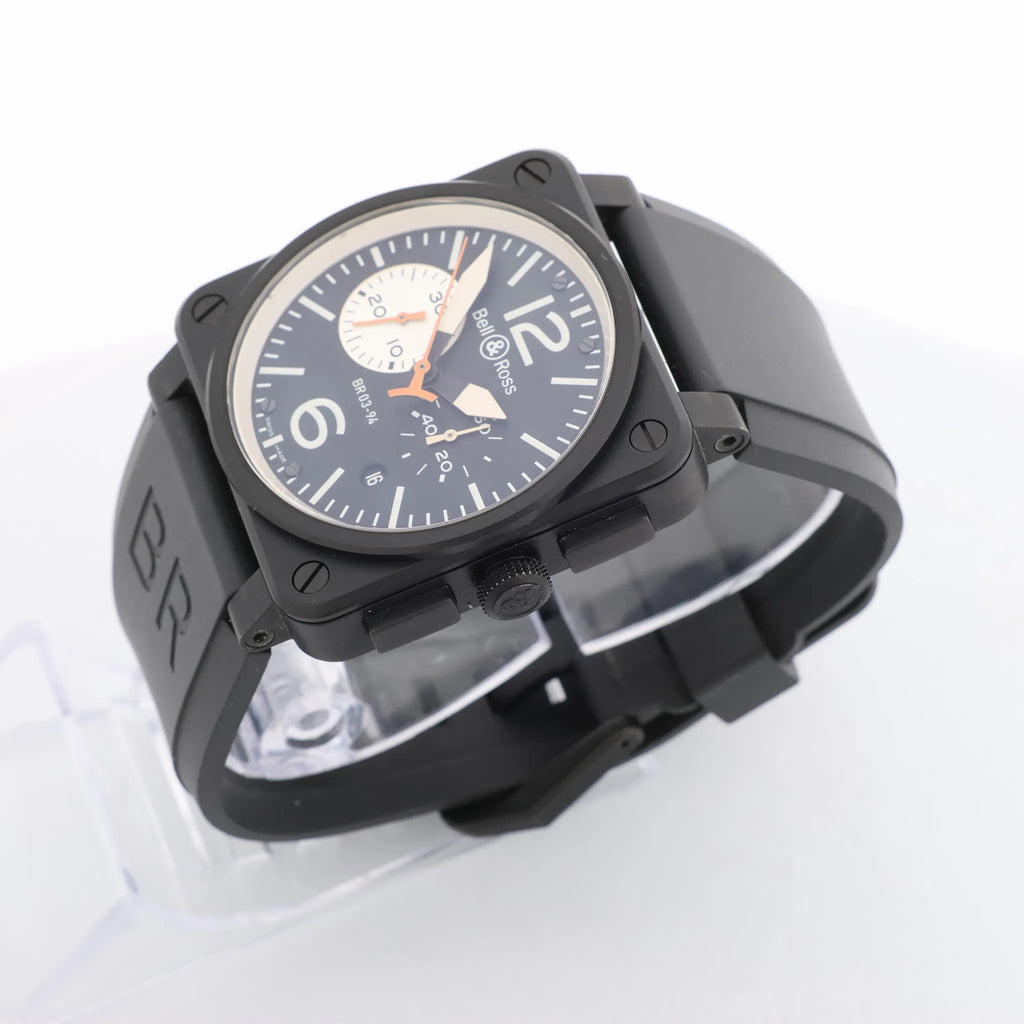 Bell & Ross BR03-94-S 05034 SS & Rubber AT Watch with Black Dial