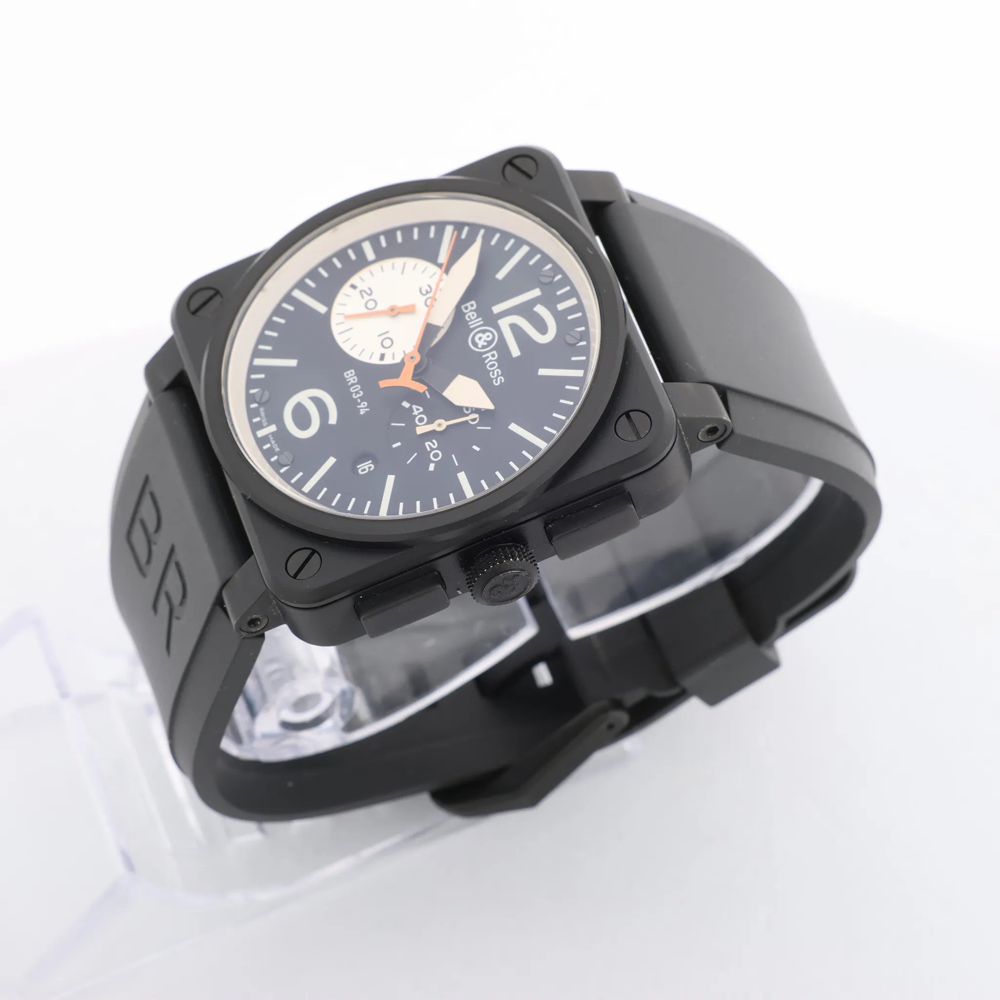 Bell & Ross BR03-94-S 05034 SS & Rubber AT Watch with Black Dial