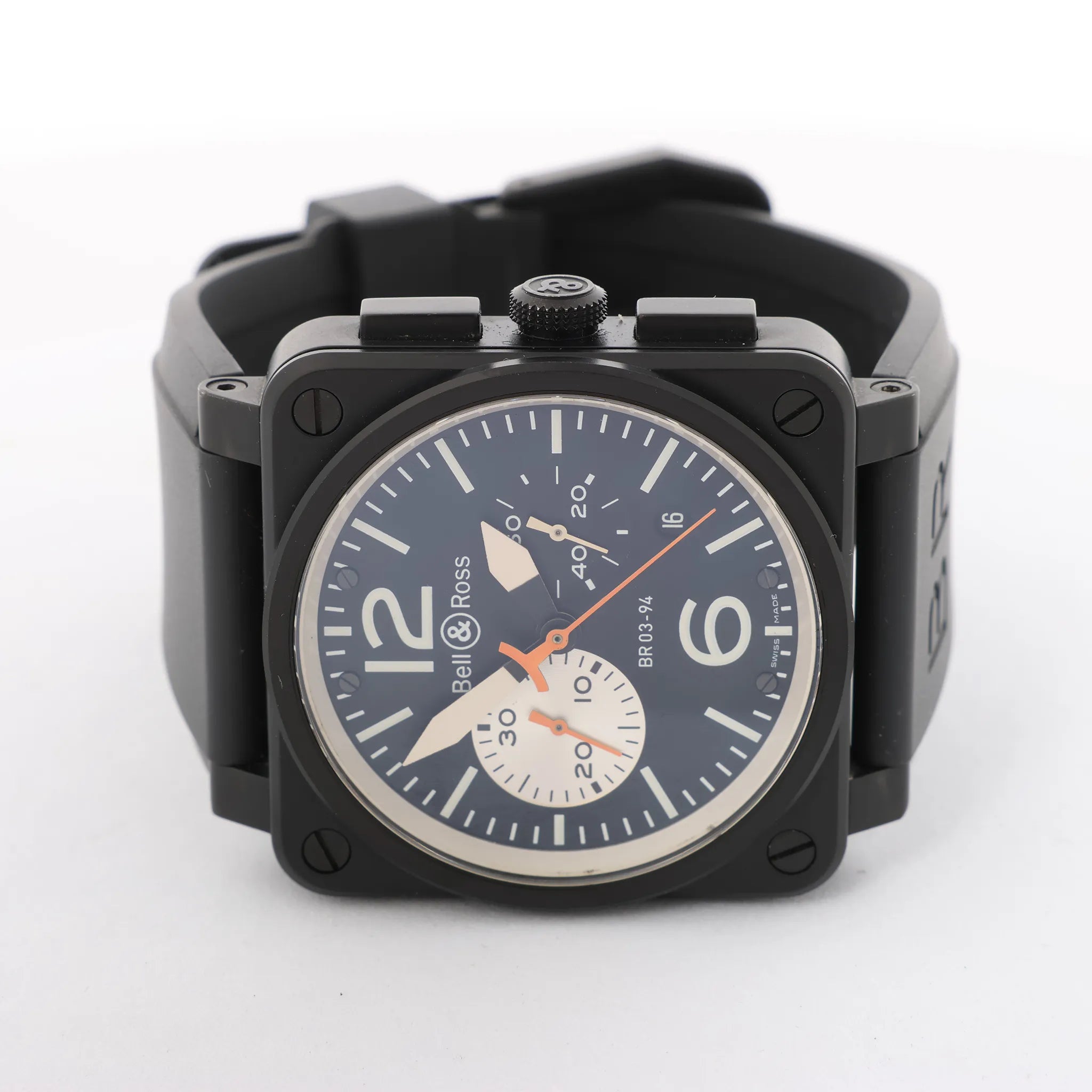 Bell & Ross BR03-94-S 05034 SS & Rubber AT Watch with Black Dial