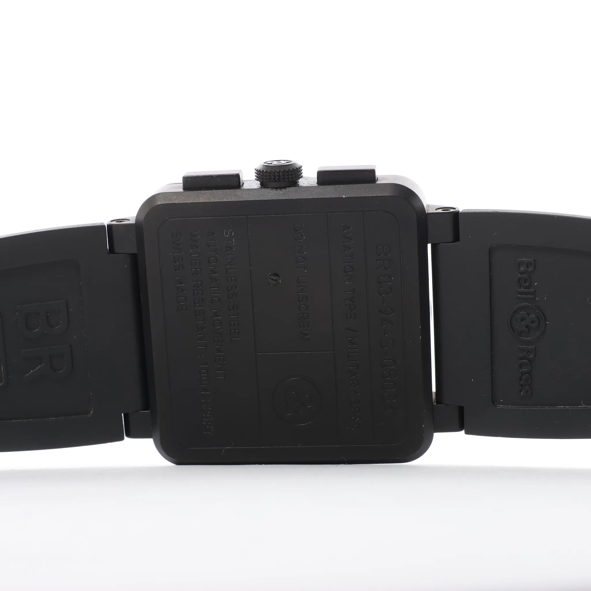 Bell & Ross BR03-94-S 05034 SS & Rubber AT Watch with Black Dial