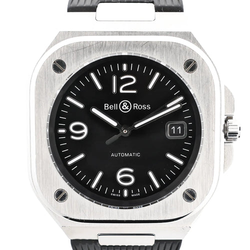 Reloj Bell & Ross BR05 1103150 BR05A de acero inoxidable y caucho con esfera negra