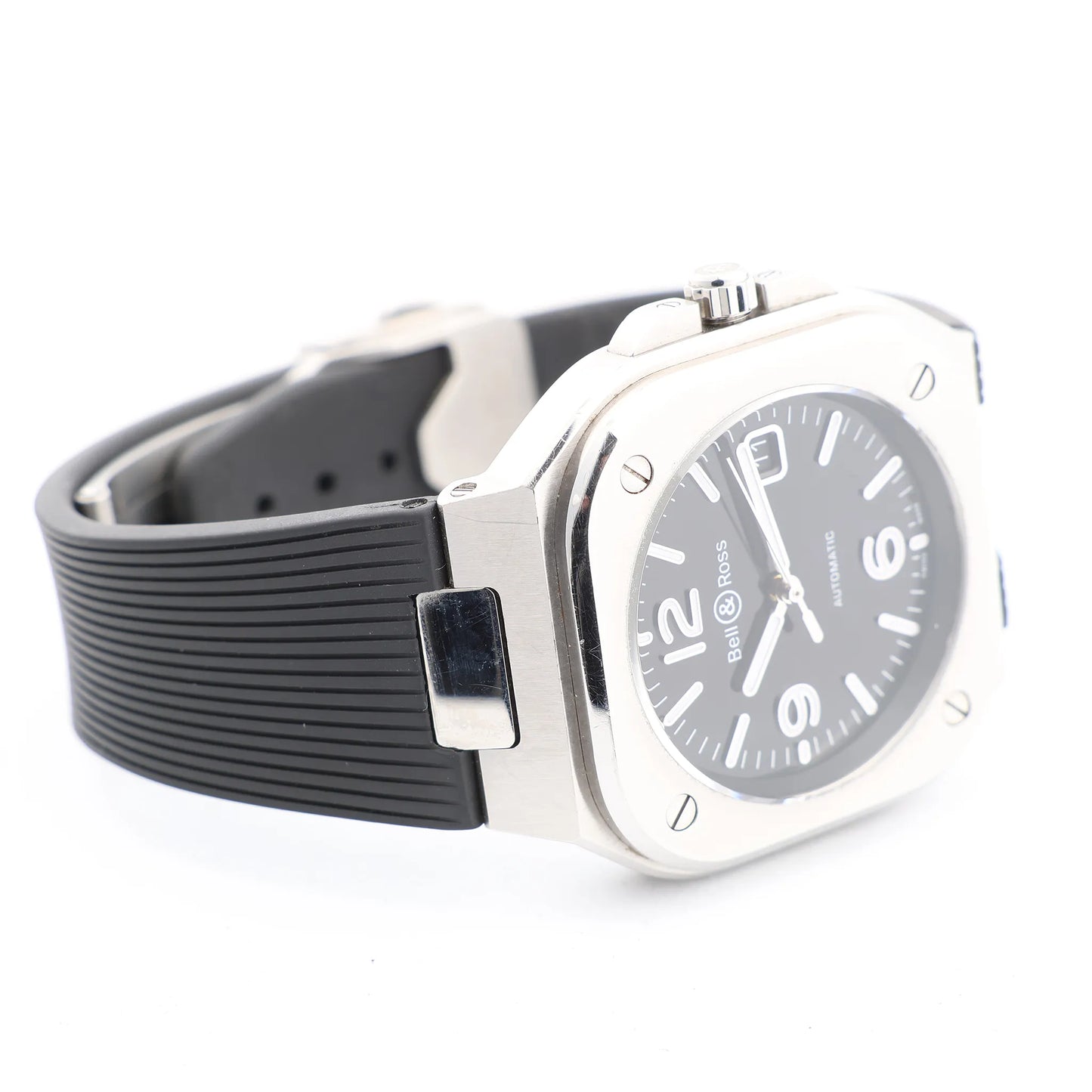 Bell &amp; Ross BR05 1103150 BR05A Edelstahl &amp; Kautschuk AT Schwarzes Zifferblatt Uhr