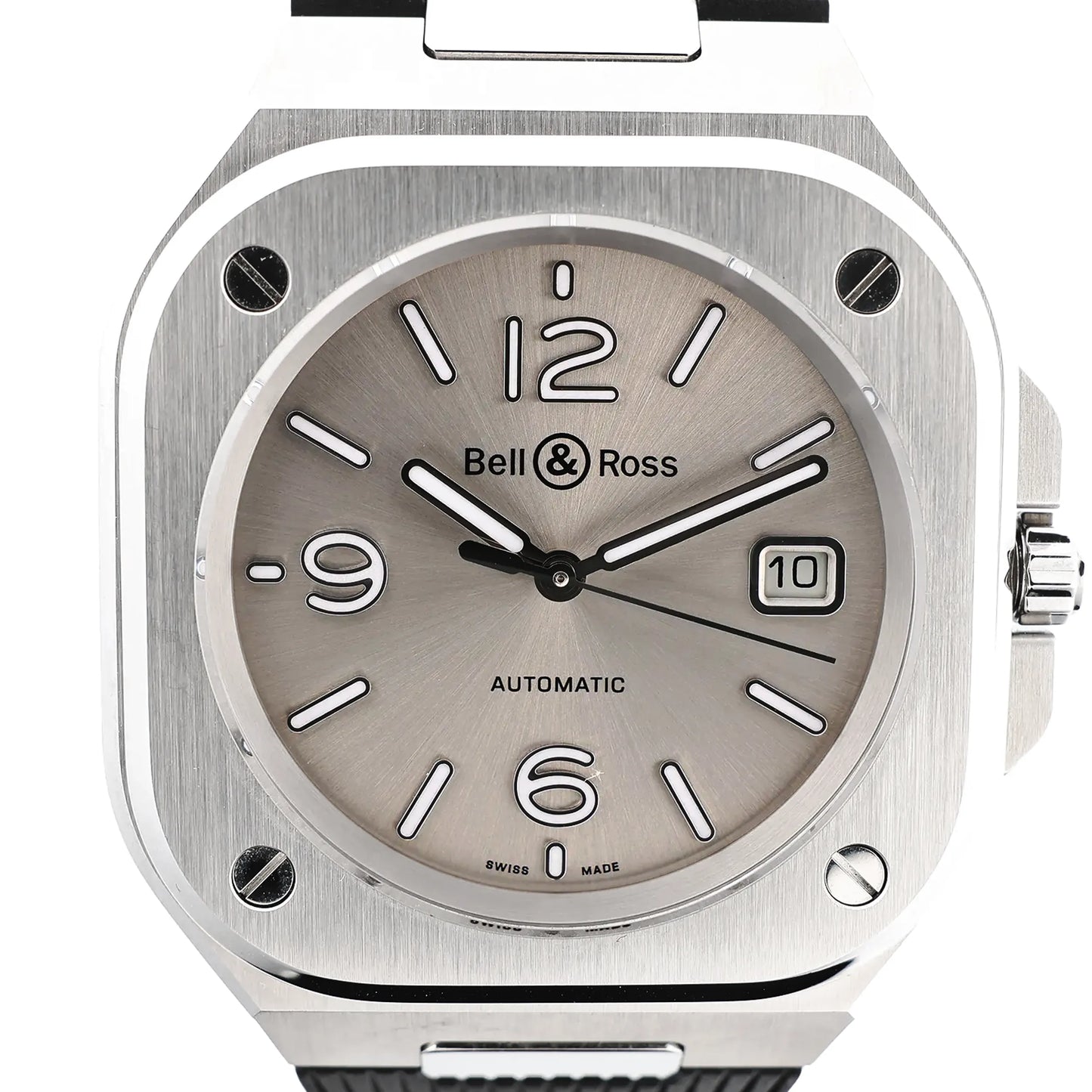 Bell &amp; Ross BR05 BR05A-GR-ST/SRB 1107124 SS &amp; Rubber AT Graue Zifferblattuhr