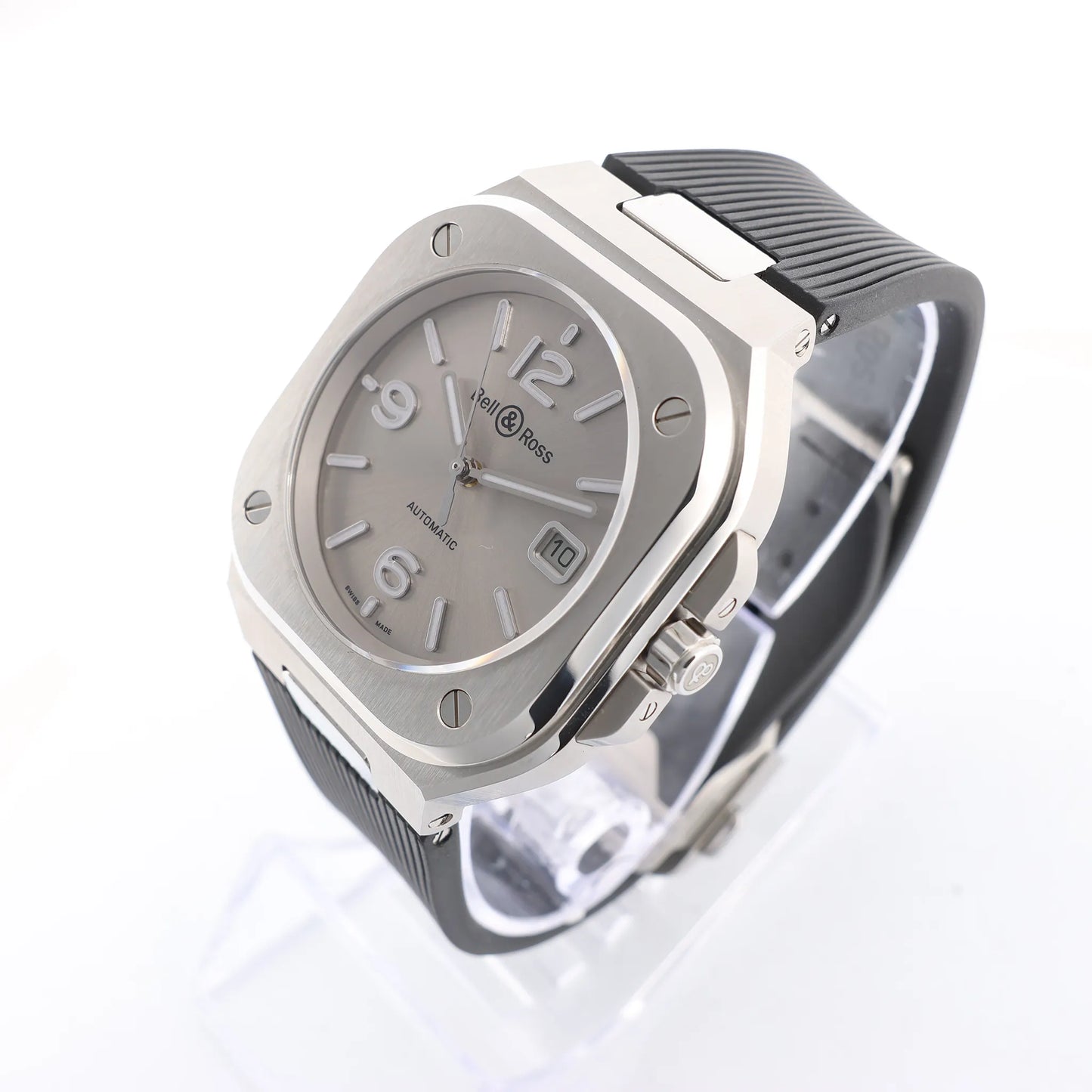 Bell &amp; Ross BR05 BR05A-GR-ST/SRB 1107124 SS &amp; Rubber AT Graue Zifferblattuhr