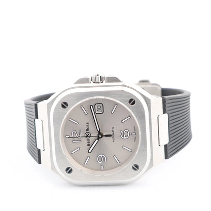 Bell &amp; Ross BR05 BR05A-GR-ST/SRB 1107124 SS &amp; Rubber AT Graue Zifferblattuhr