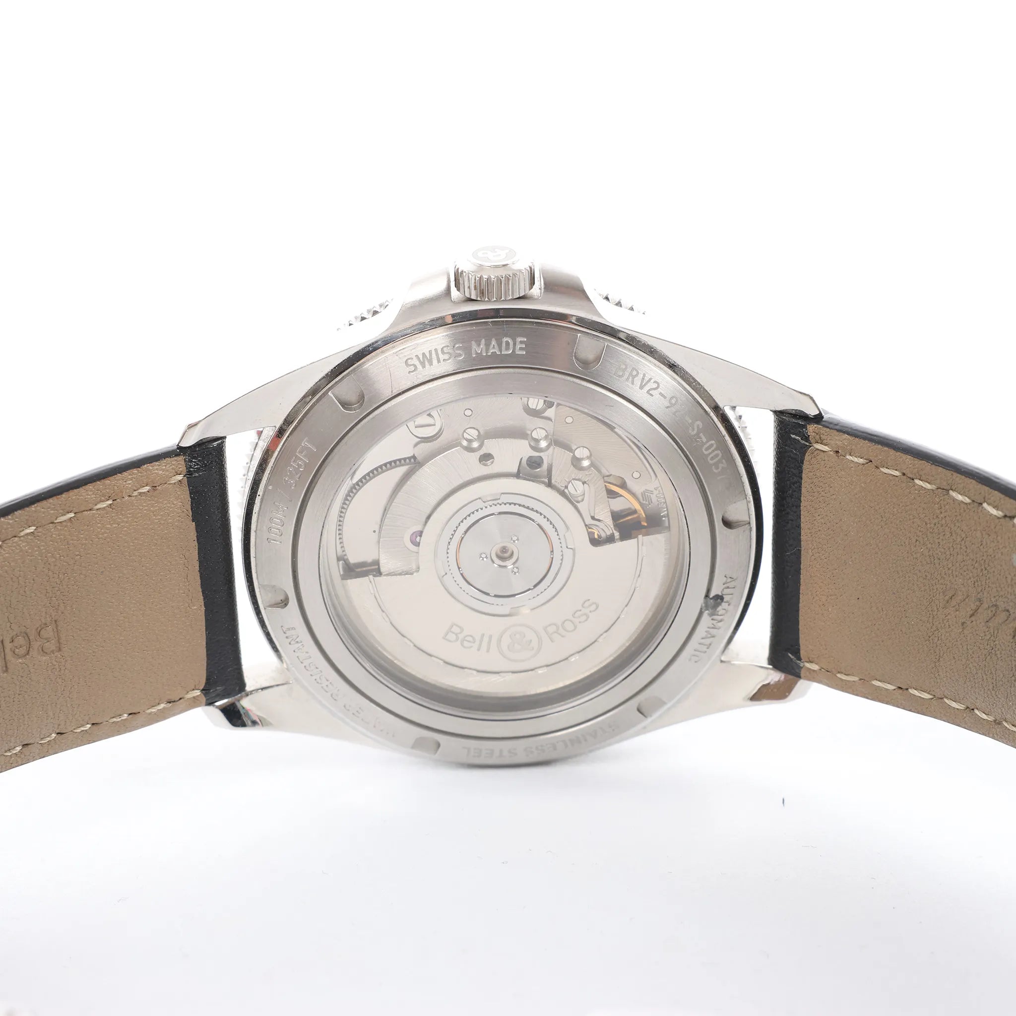 Bell & Ross BRV2-92-S 00371 Reloj Automático de Acero Inoxidable y Cuero con Esfera Negra