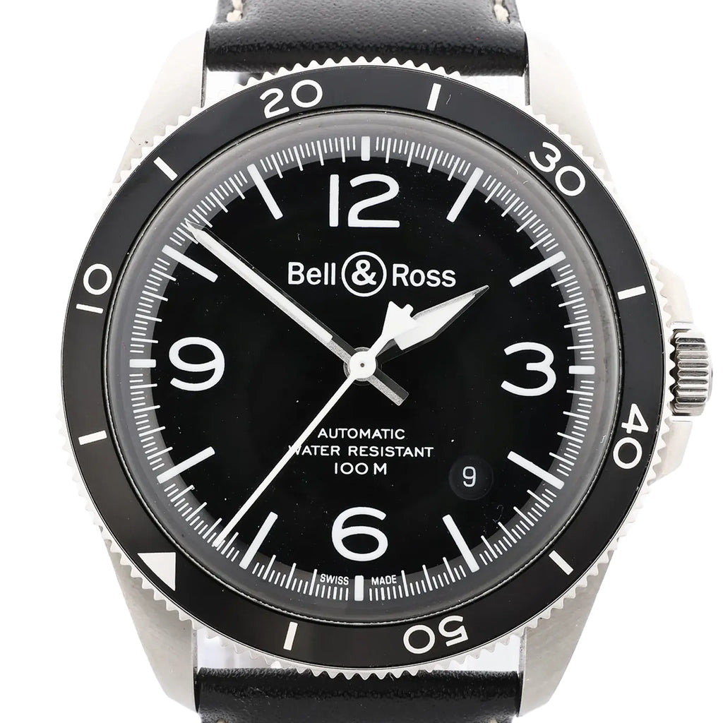 Bell & Ross BRV2-92-S 00371 Reloj Automático de Acero Inoxidable y Cuero con Esfera Negra