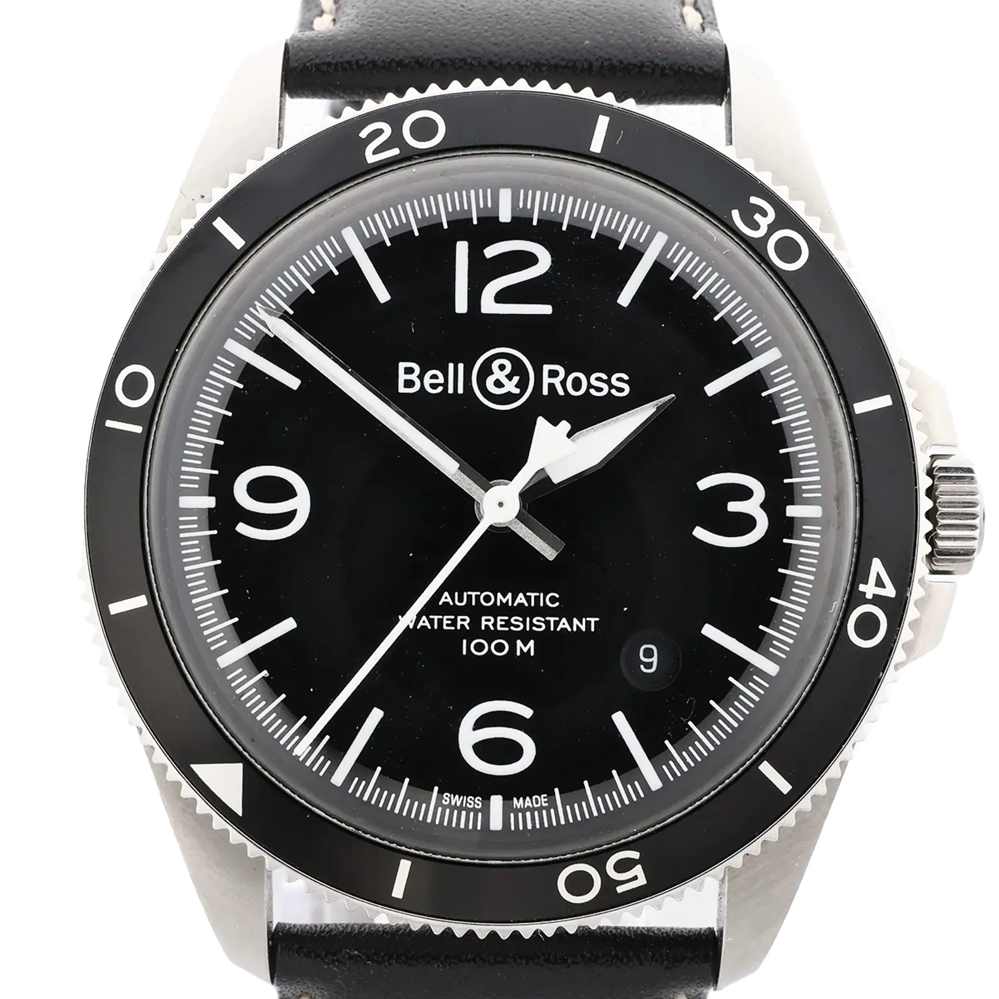 Bell & Ross BRV2-92-S 00371 Reloj Automático de Acero Inoxidable y Cuero con Esfera Negra