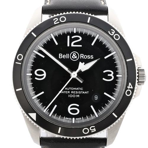 Bell & Ross BRV2-92-S 00371 Reloj Automático de Acero Inoxidable y Cuero con Esfera Negra